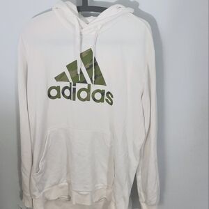 Adidas Men's White Hoodie with Camouflage Logo Small